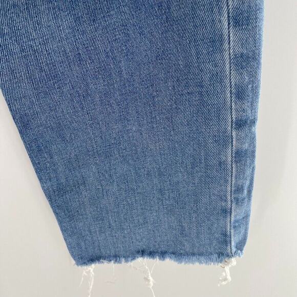 Madewell Womens High Rise Crop Boyjean Sz 23‎ Light Wash Distressed Raw Hem - Picture 7 of 12